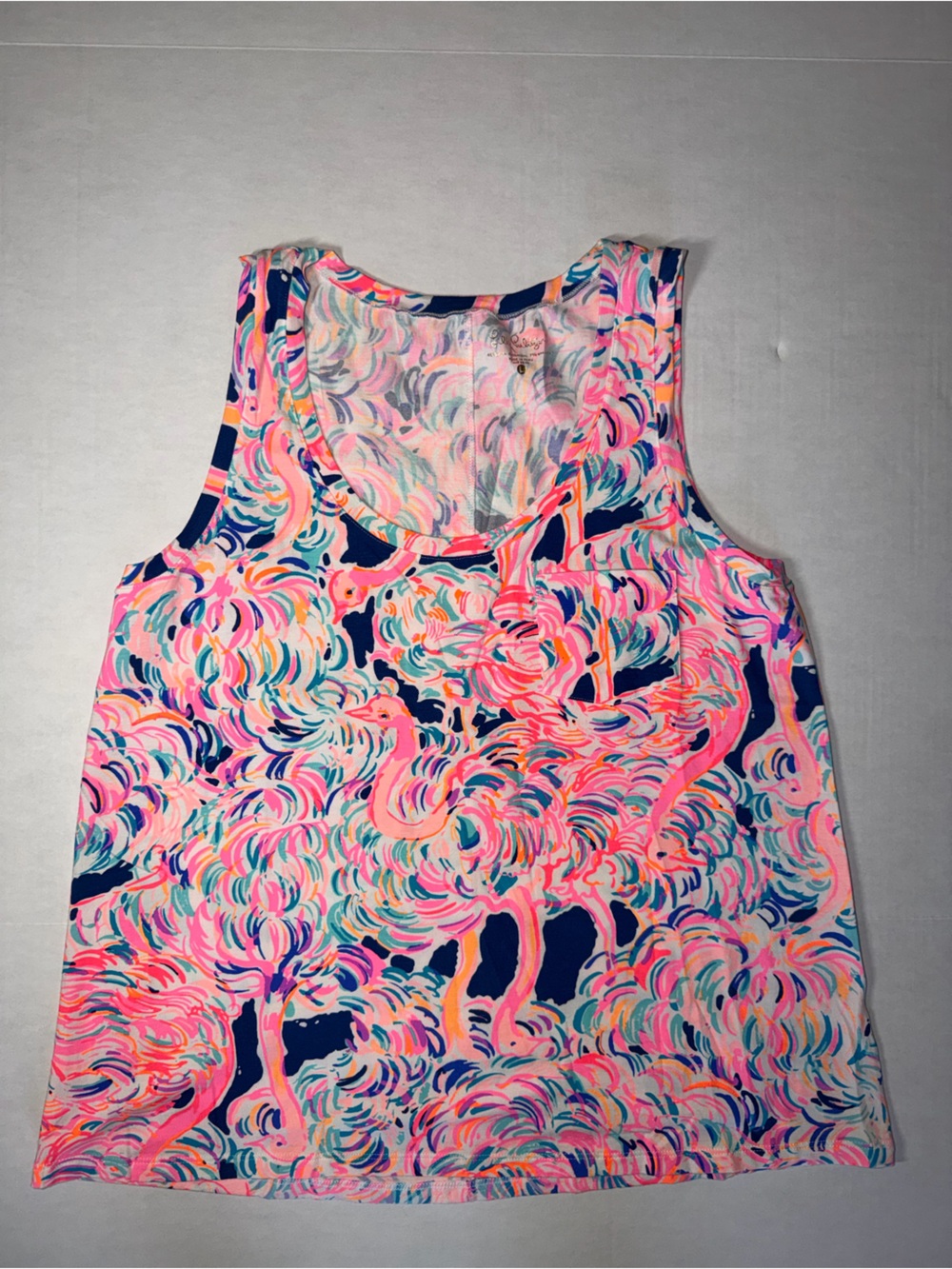 Lilly Pulitzer Multicolor Flamingo Print Tank Top - Pink, Navy, Coral, Mint